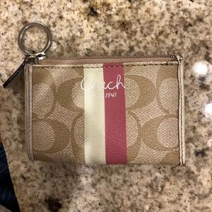Coach pink and brown coin purse